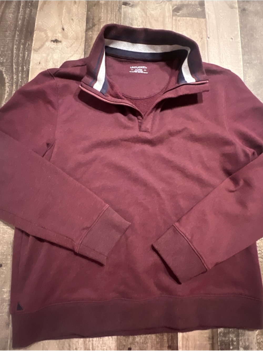 UNTUCKit Maroon Half-Zip Pullover with Striped Collar